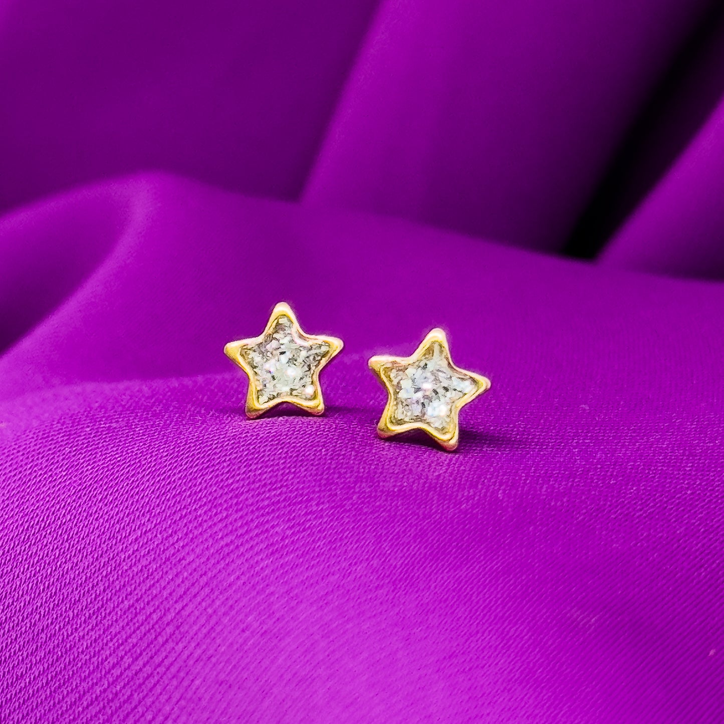Brinco Estrela  - Aço com Ouro 24k