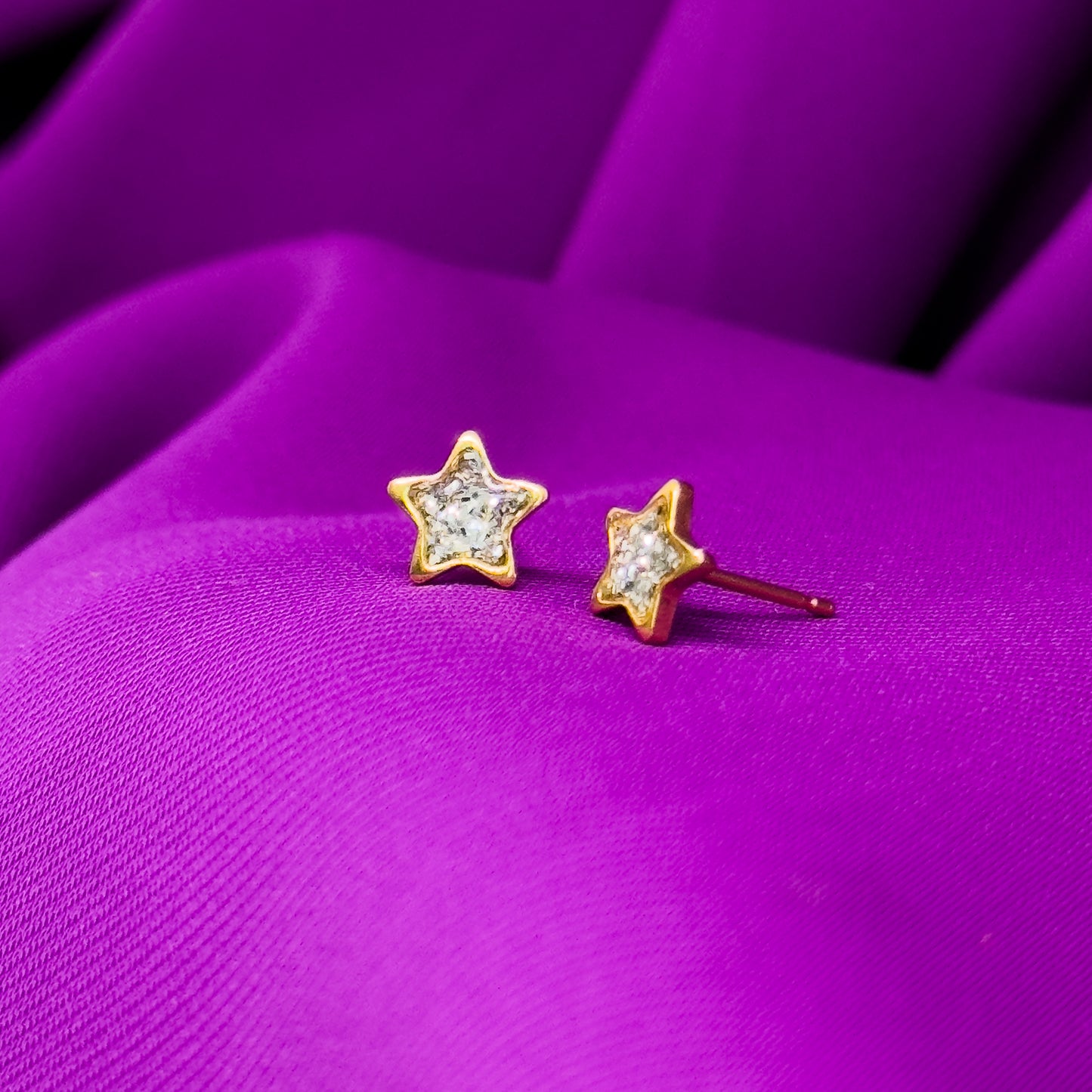 Brinco Estrela  - Aço com Ouro 24k