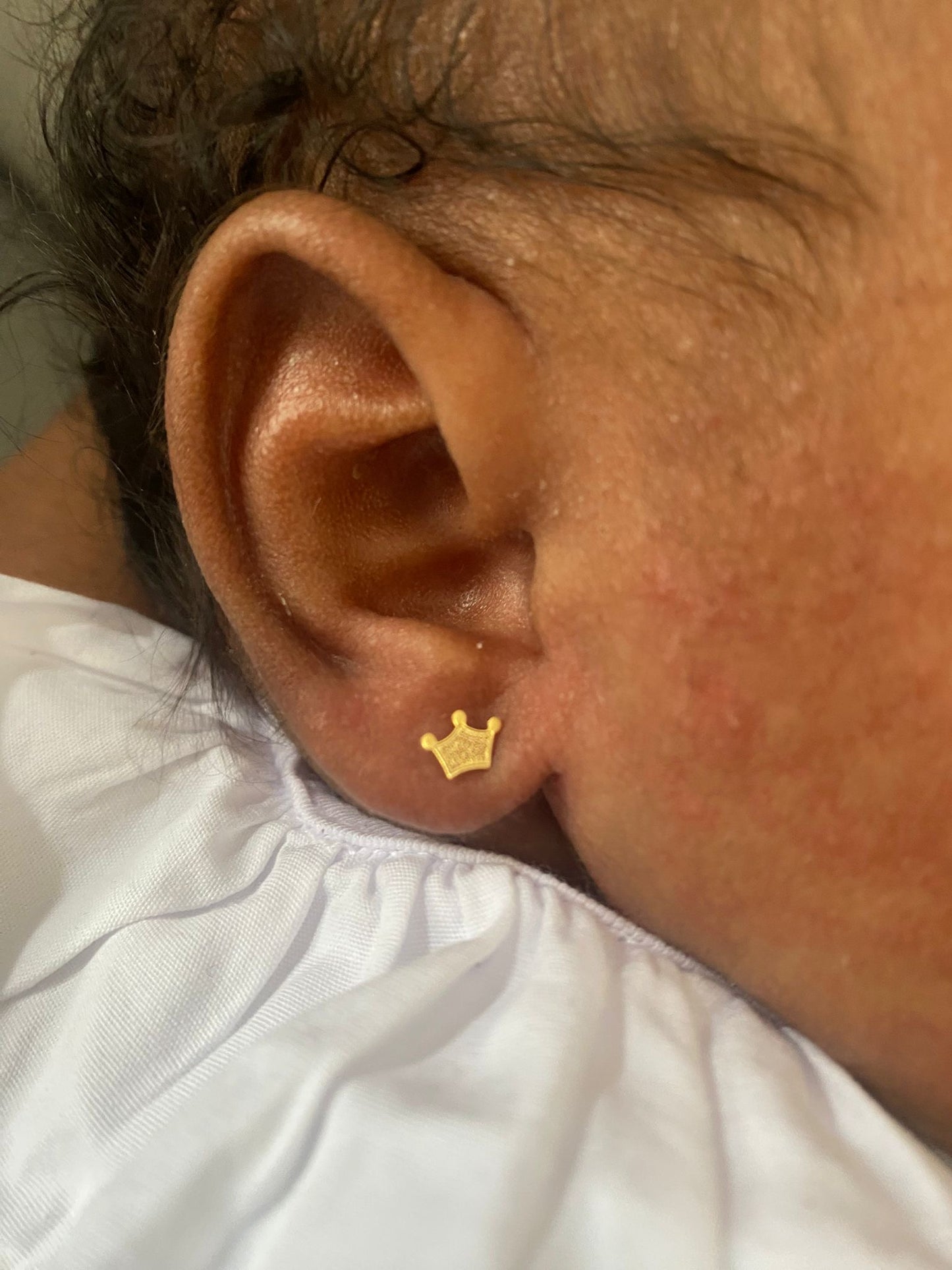 Brinco Coroa Princesa Ouro Legítimo 14K