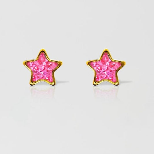 Brinco Estrela  - Aço com Ouro 24k