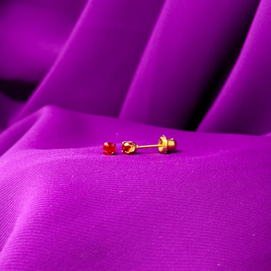 Brinco - Ponto de Luz Vermelho Com Ouro 24k